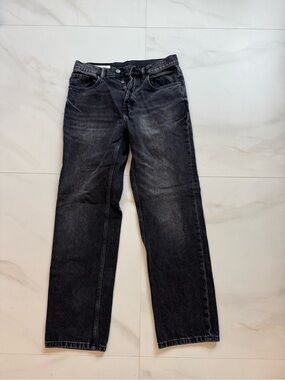 Zara Men's Washed Black Straight Jeans